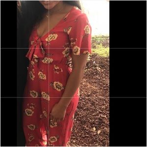 Floral romper with tie front